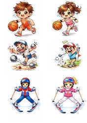 Kit stickers kawaii sport 