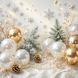 Elegant Gold & White Christmas Decor – Luxury festive winter arrangement