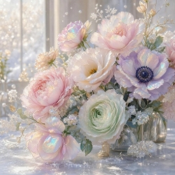 Iridescent Winter Floral Craft Paper