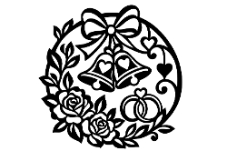 Wedding Bells & Rings Circular Floral Cut File