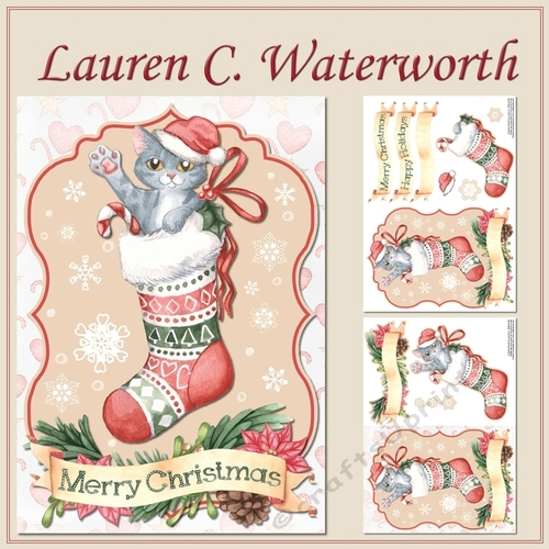Festive Friends Grey Kitten in Stocking