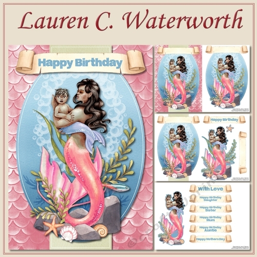 Pink Mermaid Mother and Baby