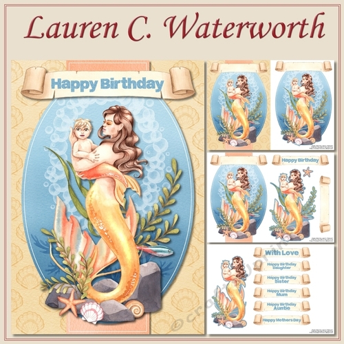 Golden Mermaid Mother and Baby