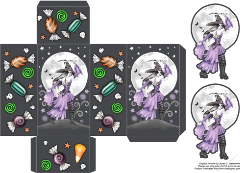 Halloween Trick or Treat Box: Purple Witch