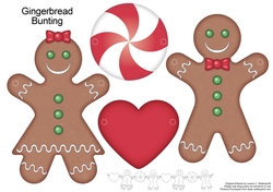 Christmas Gingerbread Bunting in Colour