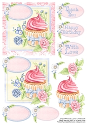 Pink Floral Cupcake