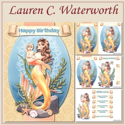 Golden Mermaid Mother and Baby