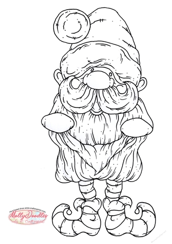 Long Beard Elf Doodles Digital Stamp