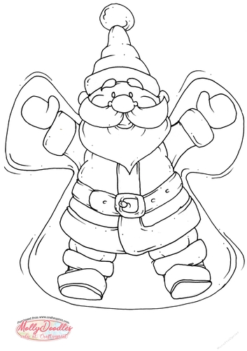 Snow angel santa doodles digital stamp