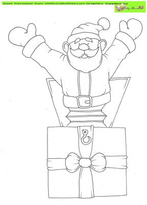 Santa in a Box Doodles Digital Stamp