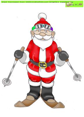 Skiing Santa Doodles Large Image