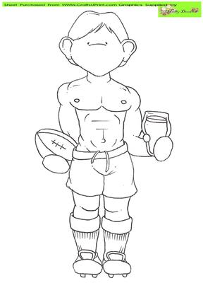 Rugby Hunk Doodles Digital Stamp