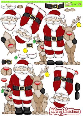 Santa and Baby Rudolf Doodles
