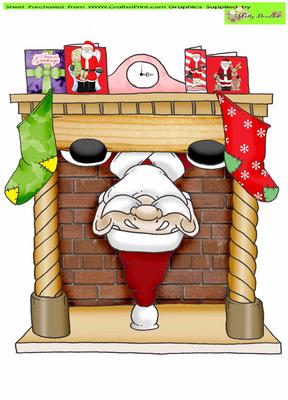 Santa Doodles Down the Chimney Large Image