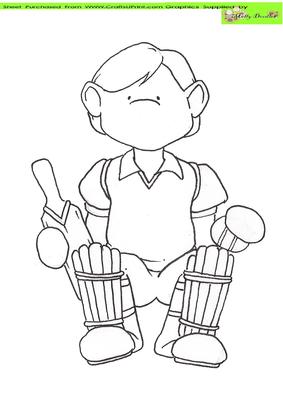 Sitting Sporty Doodles (cricket) Digital Stamp