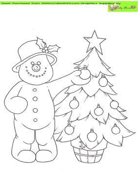 Frosty Doodles Decorating His Tree Digital Stamp