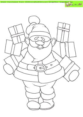 Santa Doodles with Gifts Digital Stamp