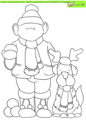 Snowball Doodles with His Dog Digital Stamp