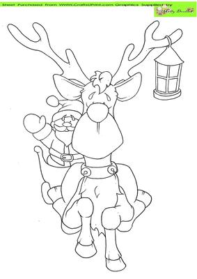 Rudolf Sleigh Doodles Digital Stamp