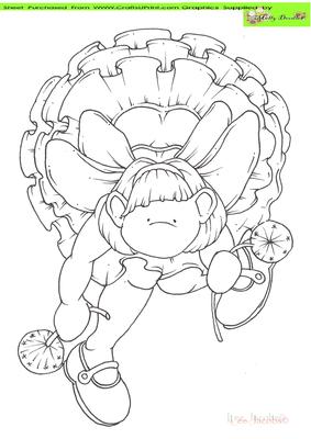 Dandelion Fairy Doodles Digital Stamp