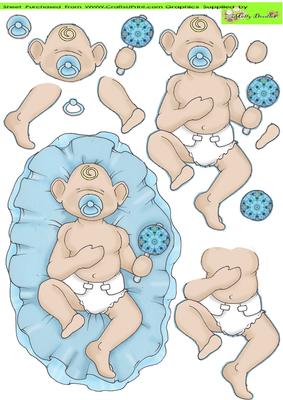 Sleeping Baby Boy Blue Doodles