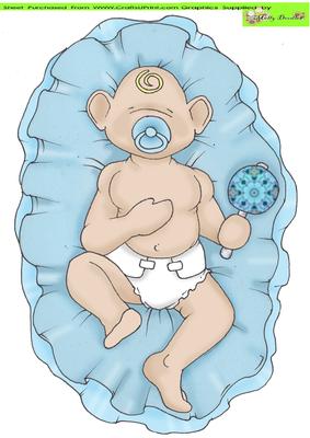 Sleeping Baby Boy Blue Doodles Large Image