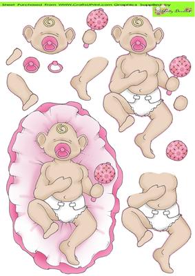 Sleeping Baby Girl Pink Doodles