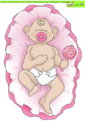 Sleeping Baby Girl Pink Doodles Large Image
