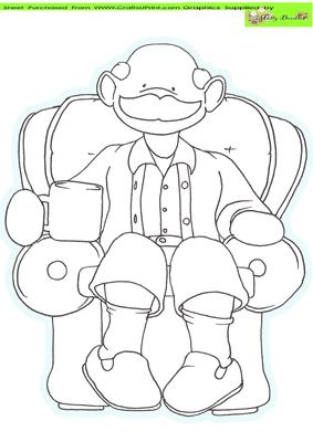 Seated Grandpa Doodles Digital Stamp