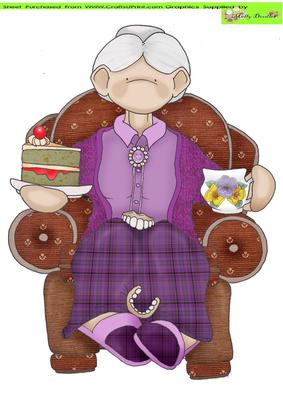 Seated Grandma Doodles Large Image
