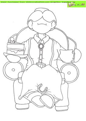 Seated Grandma Doodles Digital Stamp