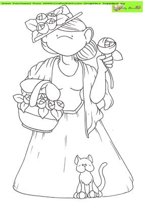Flower Seller Doodles Digital Stamp