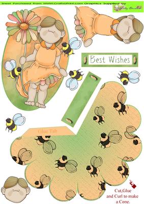 Daisy Bee Doodles Shaped 3D Card