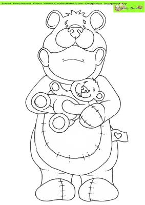Teddy Love Doodles Digital Stamp