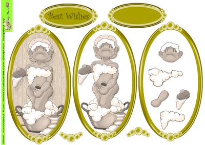 Tin Bath Sepia Framed Doodles
