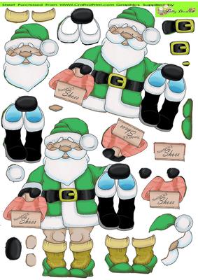 High Heel Santa Doodles Green Suit