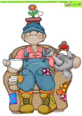 Seated Gardener Doodles Large Image