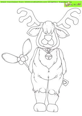 Reindeer Suit Doodles Digital Stamp