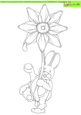 Daffy Bunny Doodles Digital Stamp