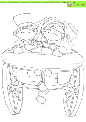 Wedding Carriage Doodles Digital Stamp