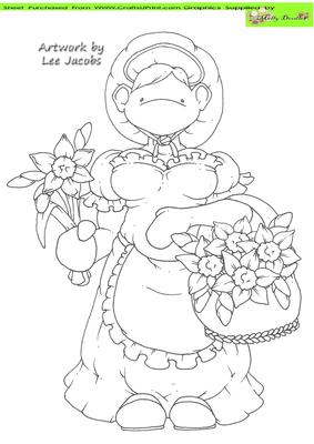 Daffodil Flower Seller Doodles Digital Stamp