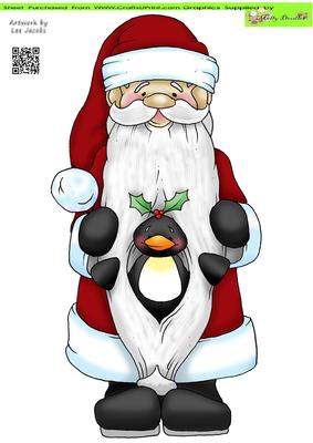 Santa Penguin Doodles Large Image