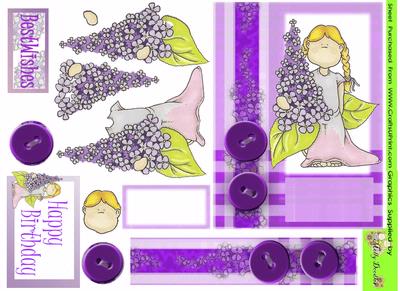 Lilac Doodles and Buttons Large Card