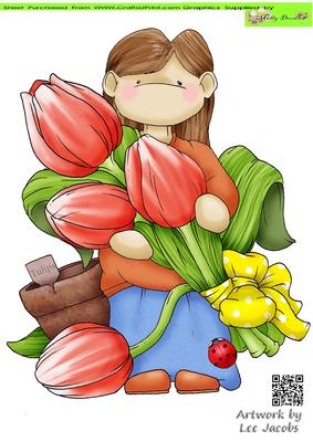 Bunch of Tulips Doodles Large Image