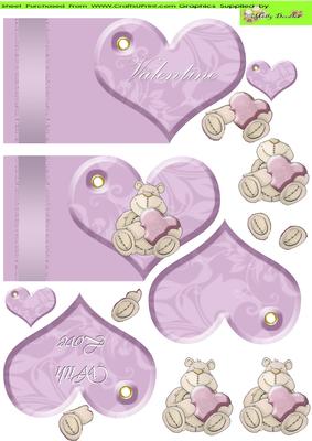 Teddy Doodles Heart Card Topper