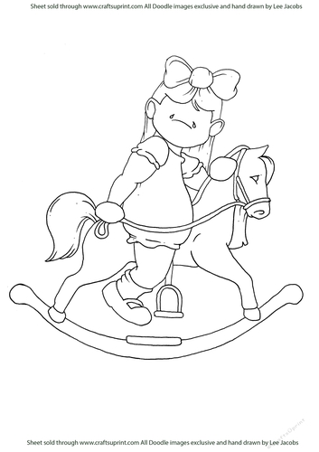 Rocking Horse Doodles Digital Stamp