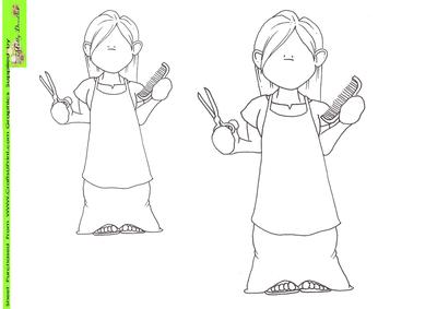 Hair Dresser Doodles Digital Stamp