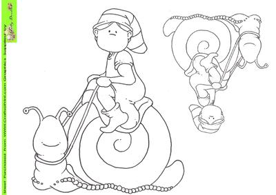 Snail Racer Doodles Digital Stamp
