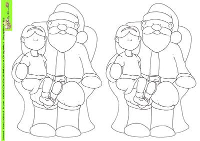 Santa and Girl Doodles Digi Stamp