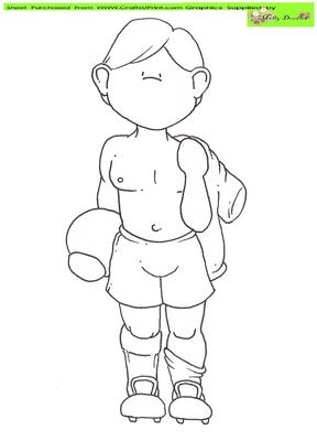 Football Hunk Doodles Digital Stamp